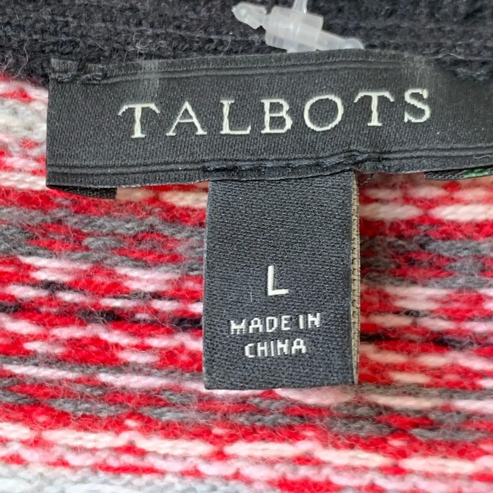 TALBOTS Women’s Red Black Cream Gray Button-down Sweater Cardigan